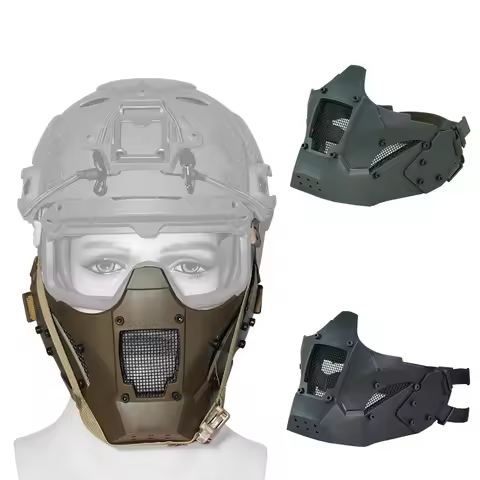 BOOIU Tactical Helmet Mask Breathable Iron Mesh Half-Face Mask Air Gun Headdress Outdoor Sports Cycl
