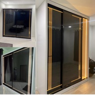Free INSTALL MC- Ready Stock Premium LED sensor light wardrobe 6x8, 8x8 Anti Jump Sliding Door Wardr