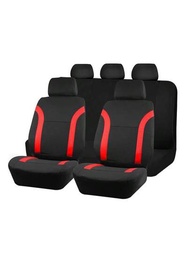 汽車座椅套9入組,紅色網眼布並附帶氣囊,適用於車用座墊,可配用於多種車型,並有全新設計的汽車配件