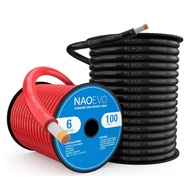 NAOEVO 6 Gauge Marine Wire, 6 AWG Tinned Copper PVC Marine Grade Wire, IP68 Waterproof Black And Red
