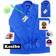 Ready stock baju sekolah biru kemeja biru panjang berkolar tangan panjang koshibo ormando, 3342,S/xl