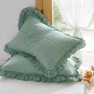 1PC Pure Cotton Gauze Pillowcase with Lace 45x75cm Adult Pillow Dustproof Cover (1pair Order 2pcs)