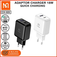 MCDODO CH-689 Dual Output Usb + Type C PD Fast 18W 3.0 Charger Adapter