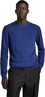Raw Men's Table Structure Knitted Pullover Sweater, Blue (Ballpen Blue D23932-d167-1822), Medium