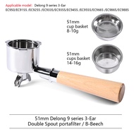 51mm Double Spout Coffee Portafilter for Delonghi La Specialista EC9155 EC9255 EC9335 EC9355 EC9665 