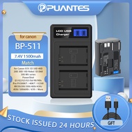 PUANTES BP-511/BP-511A/BP511 camera battery+dual slot USB charger matching canonEOS 5D 20D 40D 30D 5