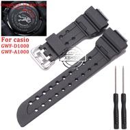สายเรซิ่นสำหรับ Casio G-Shock GWF-A1000 D1000 มนุษย์กบยางกีฬาสายกันน้ำสร้อยข้อมือสีดำเหล็กยึดแหวนยึดนาฬิกาอุปกรณ์เสริม