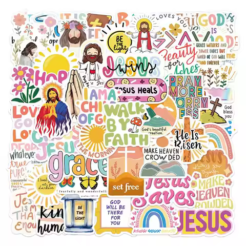 50PCS Jesus Christian Stickers Religious $tickers Bible Verse Sticker ChristianDecals for Water Bott