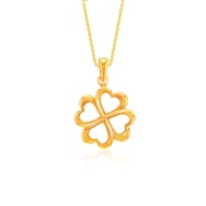 SK Jewellery 916 Clover Outline Gold Pendant