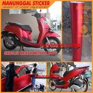 Stiker Skotlet motor warna merah satin/ metalik dop merah ukuran 3 meter x45cm ( cukup untuk 1 motor
