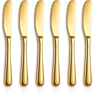 Berglander Butter Knife Spreader 6 Pieces 5.6", Stainless Steel Gold Butter Knives, Butter Spreader 