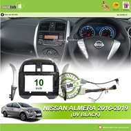 Android Player Casing 10" Nissan Almera 2016-2019 (UV Black)  with Socket Nissan CB-12 &amp; Antenna Join