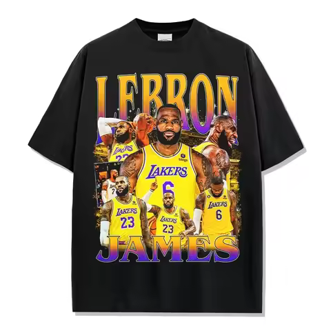 LeBron James Gradient Typography Graphic T-Shirt Oversized Crew Neck Soft Cotton Breathable Basketba