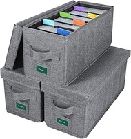 TWAVETREE CD Storage Box with Lid Pack of 3, Durable CD Case Holder Organizer with Index Labels, 14.