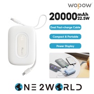 WOPOW SQ73 20000mAh Mini Power Bank with Built-in Lightning-Type-C Cables 22.5W/20W Fast Charging fo