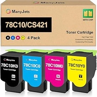 78C10 Compatible Toner Cartridge 4-Pack, Replacement for Lexmark 78C10K0 78C10C0 78C10M0 78C10Y0, fo
