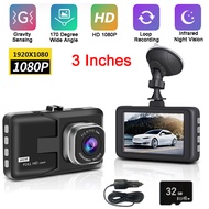 HD Dashcam 3-inch Screen 24h 170° Wide-angle Night Vision Car Camera with Loop Recording 1080p