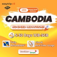 Easytripgo Cambodia eSIM 5-30 Days 1GB-5GB Unlimited Data | Instant Email Delivery | High Speed Data