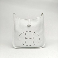 HERMES Evelyne小號29白色TC皮X刻銀扣肩背包