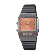 Casio Vintage Style Analog-Digital Dual Time Grey Ion Plated Stainless Steel Band Watch AQ800ECGG-4A