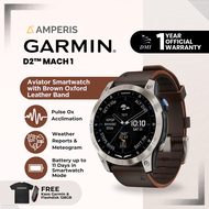 Garmin D2 Mach 1 Aviator GPS Watch Jam - Oxford Brown Leather Band