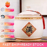 【 Fast 】Ceramic Rice Storage Porcelain Rice Container Multipurpose Container Storage 5kg/10kg/15kg