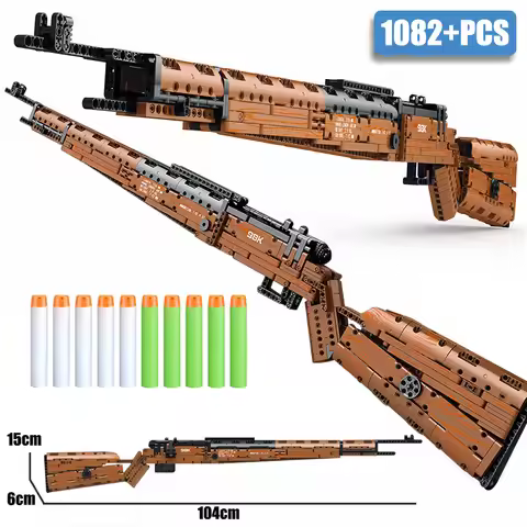 WW2 Series 1082pcs KAR-98 Sniper Rifle Weapon Building Blocks Military 98k Rifle Gun Model Bricks To
