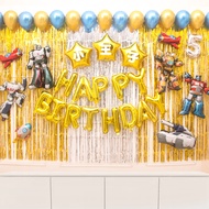Transformers Theme Boy 5th Birthday Happy Birthday Decoration Balloon Scene Decoration Background Wa