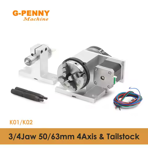 G-Penny 4th Axis Kit With Tailstock Rotate Axis With Nema17 Stepper Motor 50/65mm CNC Dividing Head 