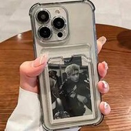 Solid Color Material Fashion TPU Transparent TPU Protective Phone Case With Card Slot, Compatible Wi