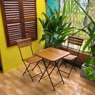Bộ bàn vuông ghế xếp ngoài trời cao chân sắt gấp gọn (2 ghế 1 bàn) BBC-F32