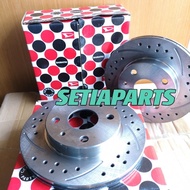 (1-PAIR) THAILAND QUALITY 234MM PERODUA AXIA BEZZA MYVI LAGIBEST ICON ORIGINAL DRILLED SLOTTED SPORT