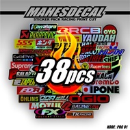 Isi 38 Lembar Sticker Racing Hologram Sticker pack Sticker Sponsor Racing Sticker Motor Sticker Keci