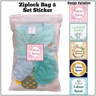 ◈ 5PCS STICKER LABOUR ROOM  PLASTIK HOSPITAL  5PCS ZIPLOCK BAG KELENGKAPAN BAJU BABY  BAG UNTUK WAD 