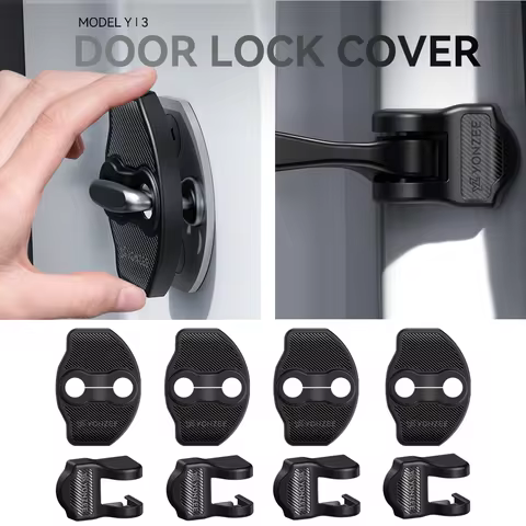 YZ For Tesla Model 3 Y Highland Juniper 4 Pairs Car Door Lock Cover Protection Absorbing Pad Anti-Co