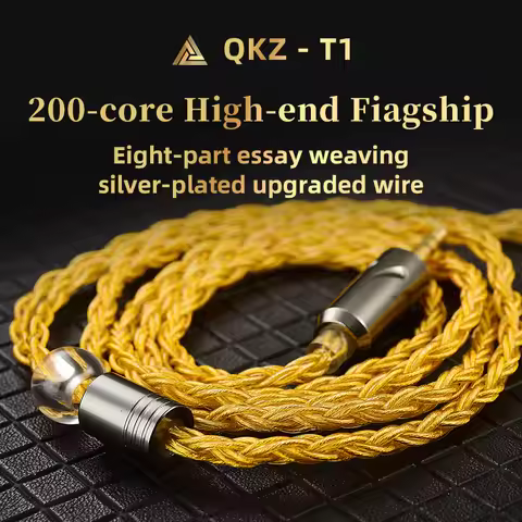 QKZ T1 8-strand silver-plated upgrade cable, 3.5mm x 0.75mm, 2-pin headphone upgrade cable.