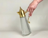 精美復古黃銅水晶醒酒器 帶蓋和把手