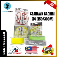 NINJA - SEAHAWK Gachiri x4 Braided Line 15lb, 20lb, 25lb, 30lb, 40lb 150m/300m Fishing Line Tali Man