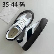 Bai Jingting Fluffy Low-top Thick-soled Casual Shoes - Black & White Panda Print