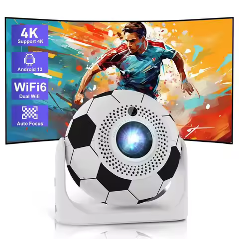 2026 New Football Soccer Design LED Projector Outdoor Movie Portable Mini HD Smart Projector 2.4G/5G