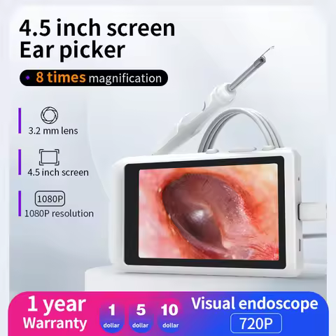 HD 3.9/3.2mm 4.5 Inch 500W LCD Screen Ear Scope EndoscopeEar Wax Clean Otoscopy Camera Ear Endoscope