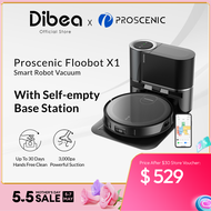 Dibea x Proscenic Floobot X1 Auto Self-Empty Robot Vacuum Cleaner | Sonic Mop &amp; Sweep | 3000Pa Suction | Local Warranty