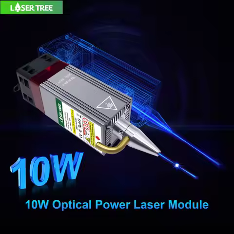 LASER TREE 5W 10W Optical Power Laser Module with Air Assist 450nm Blue Light TTL Laser Head for CNC