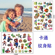 Mario Tattoo Sticker Kids Cute Body Face Hand Temporary Sticker Party Toy Gift
