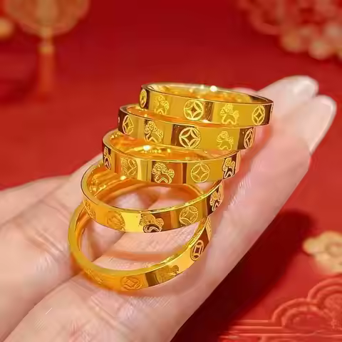 4mm Get Rich Soon Flower Closed Ring Women 24K Gold AU999 - Premium Gold Texture, Low-key Luxury Cha