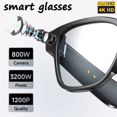 4K HD AI Smart Glasses GPT 100mp Multifunctional Camera Chat Bluetooth Call Voice Assistant Music Pl