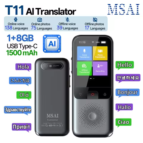 MSAI T11 Translator 138 Languages for Travel Real-time 17 Languages Offline Translation Photo 75 Lan