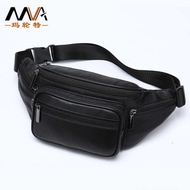 Sheepskin Men's Bag Men's Sheepskin Mobile Phone Waist Bag Genuine Leather Messenger Bag Multifuncti