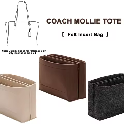 EverToner Felt Insert Bag For COACH MOLLIE TOTE Organizer Makeup Handbag Organizer Travel Inner Purs