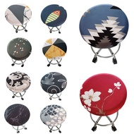 Exix Round Seat Cover Chair Cover Bar Stool Stretch Slipcover Floral Printed Elastic